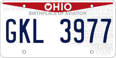 OH license plate GKL3977