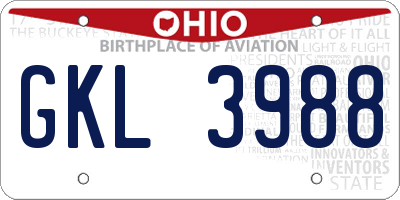 OH license plate GKL3988