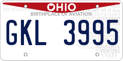 OH license plate GKL3995