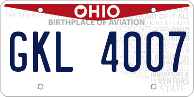OH license plate GKL4007