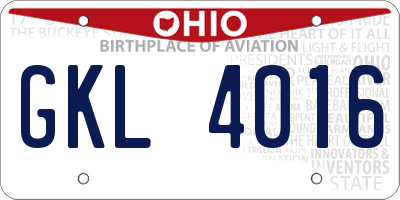 OH license plate GKL4016