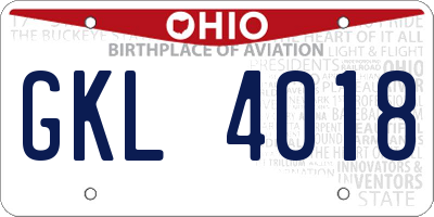 OH license plate GKL4018