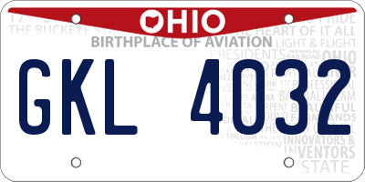 OH license plate GKL4032