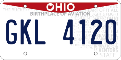 OH license plate GKL4120