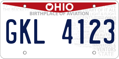 OH license plate GKL4123
