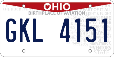 OH license plate GKL4151