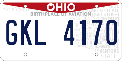 OH license plate GKL4170