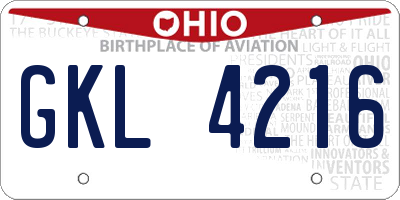 OH license plate GKL4216