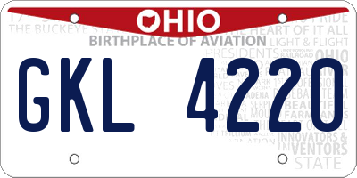 OH license plate GKL4220