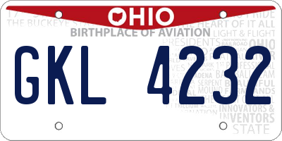 OH license plate GKL4232