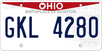 OH license plate GKL4280