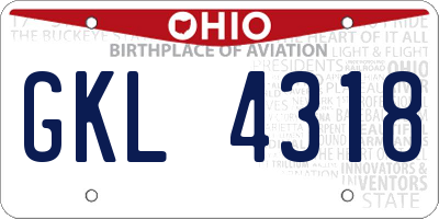 OH license plate GKL4318