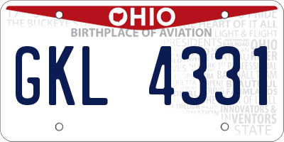 OH license plate GKL4331
