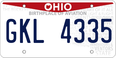OH license plate GKL4335