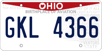 OH license plate GKL4366