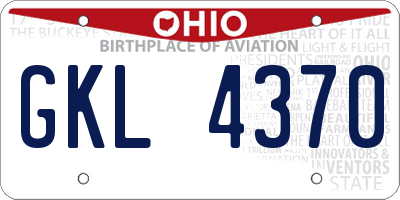 OH license plate GKL4370