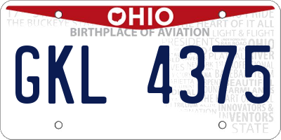 OH license plate GKL4375