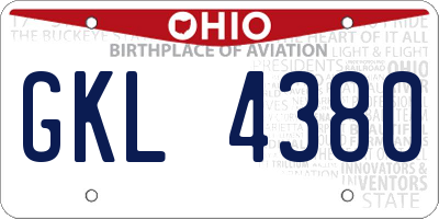 OH license plate GKL4380
