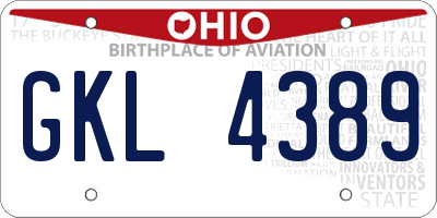 OH license plate GKL4389