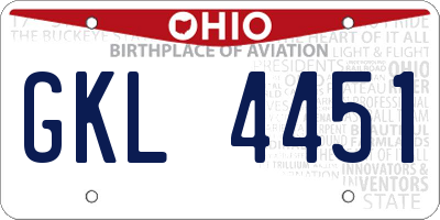 OH license plate GKL4451