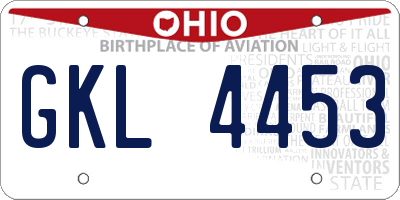 OH license plate GKL4453