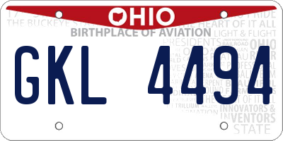 OH license plate GKL4494