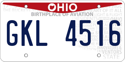 OH license plate GKL4516