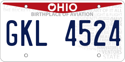 OH license plate GKL4524