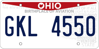 OH license plate GKL4550