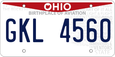 OH license plate GKL4560