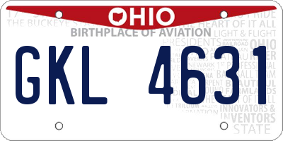 OH license plate GKL4631