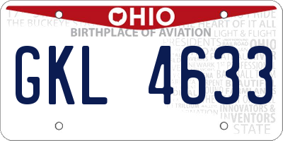 OH license plate GKL4633