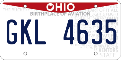 OH license plate GKL4635
