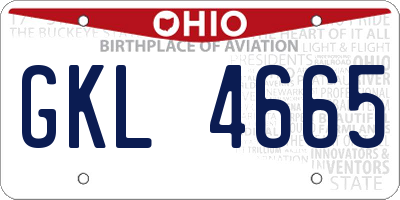 OH license plate GKL4665