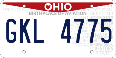 OH license plate GKL4775