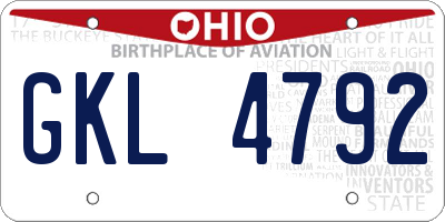 OH license plate GKL4792