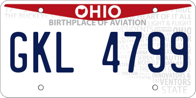 OH license plate GKL4799