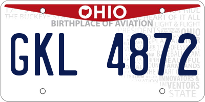 OH license plate GKL4872