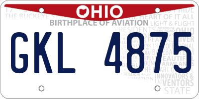 OH license plate GKL4875
