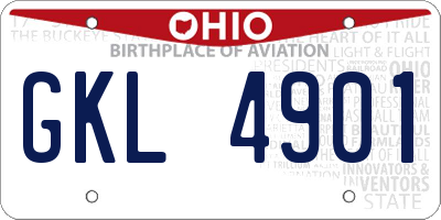 OH license plate GKL4901