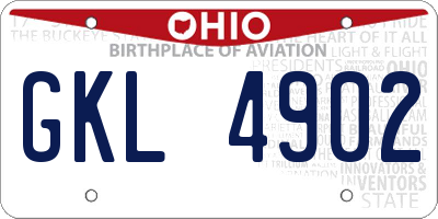 OH license plate GKL4902