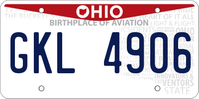 OH license plate GKL4906