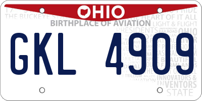 OH license plate GKL4909