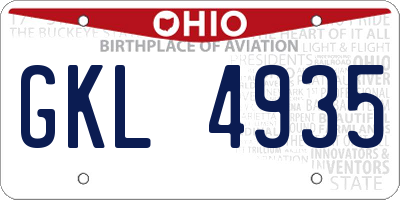 OH license plate GKL4935
