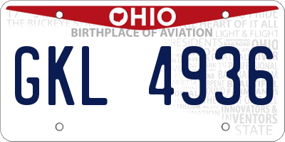 OH license plate GKL4936