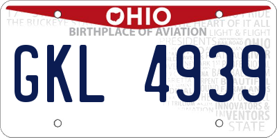 OH license plate GKL4939