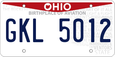 OH license plate GKL5012