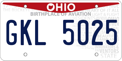 OH license plate GKL5025