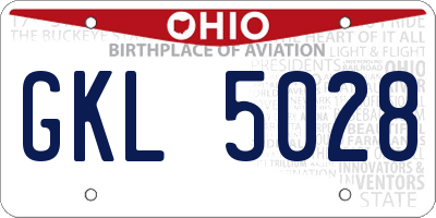 OH license plate GKL5028