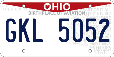 OH license plate GKL5052